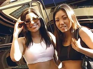 asiatique, babes, lesbienne, hardcore, sexe-de-groupe, trio, double, incroyable, réalité