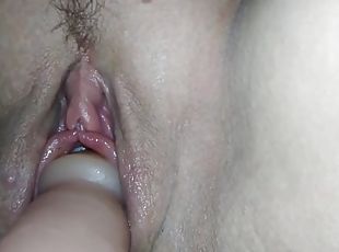 gigantisk, orgasm, fru, bbw, dildo