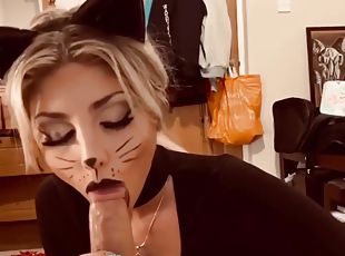 avsugning, gigantisk-kuk, tonåring, deepthroat, pov, blond, fetisch, halloween