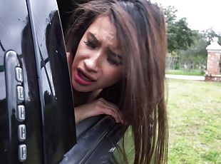 orgasme, hardcore, latina, couple, voiture, pute, réalité