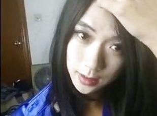 asiático, masturbação, transsexual, ejaculação, sozinho