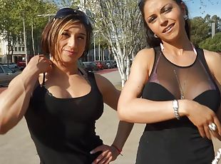 Fit fake tits ladies in black dresses boned by his dick