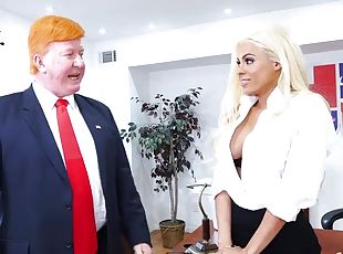 Blonde MILF makes out with president in XXX parody scene