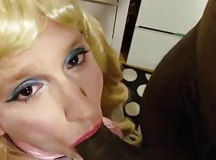 Sissy crossdresser Annette takes on two cocks 2of3