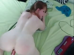 masturbation, amateur, jouet, doigtage, rousse, webcam, machines, sœur