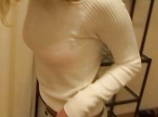 avsugning, cumshot, pov, ansiktssprut, blond, naturlig, perfekt, hora-whore