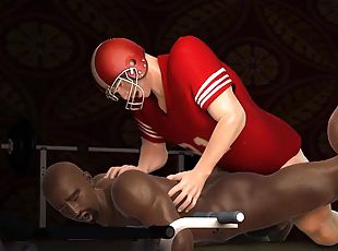 3D Cartoon Football Stud Ass fucking Tight Black Bottom