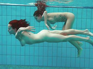 baignade, russe, lesbienne, ados, rousse, naturel, piscine, érotique