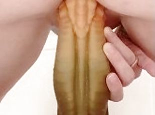 masturbatsioon, amatöör, beibed, mänguasi, sperma, blond, dildo, soolo, tätoveering