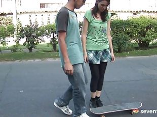 adolescente, hardcore, pareja, realidad, minifalda