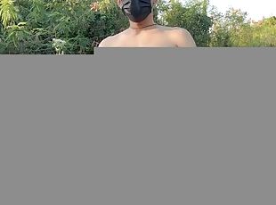 asiatique, masturbation, en-plein-air, public, amateur, ejaculation-sur-le-corps, gay, plage, thaï, solo