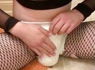 masturbation, pisser, amateur, ados, résille, solo