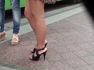 public, cam, voyeur, jupe-en-l’air, parfait, fétiche, brunette, talons-hauts