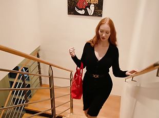 gros-nichons, chatte-pussy, fellation, hardcore, pornstar, branlette, couple, rousse, bas, lingerie