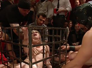 fête, public, hardcore, bdsm, sexe-de-groupe, esclave, blonde, bondage, tatouage