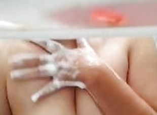 mandi, payu-dara-besar, amateur, milfs, orang-latina, semula-jadi, mandi-shower, solo