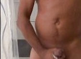 baignade, masturbation, amateur, ejaculation-sur-le-corps, ébène, douche, solo