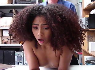 Ebony teen gagged and loudly fucked in shoplifting perversions