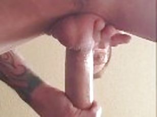 masturbation, amateur, énorme-bite, secousses, point-de-vue, ejaculation, solo, bite