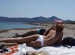 en-plein-air, public, fellation, couple, plage, culotte, ejaculation