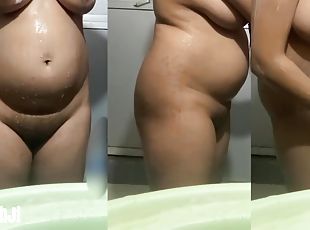 culo, bañando, tetas-grandes, amateur, indio, regordeta-chubby, tetas, ducha, a-solas, morena