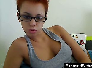 lunettes, masturbation, amateur, jouet, doigtage, culotte, naturel, webcam, solo, réalité