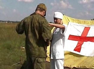 At the first aid station this guy fucks the hot nurse