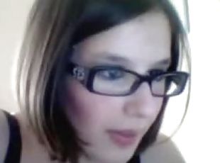 lunettes, poilue, masturbation, chatte-pussy, amateur, babes, maison, webcam, solo