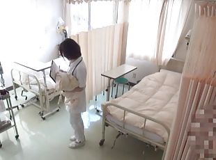 Turned on Asian nurse blowing her patient wildly