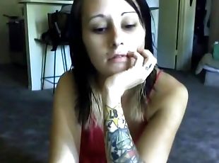 masturbation, ados, naturel, webcam, américaine, danse, solo, brunette, tatouage, string