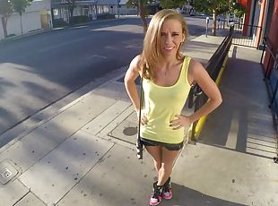 Athletic babe bends forward for a hardcore doggystyle smashing