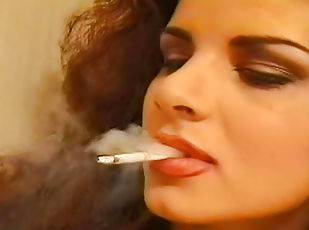 babes, perfeito, fetiche, sozinho, fumando, morena, pernas