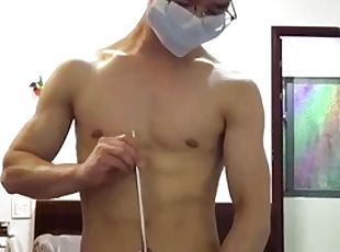 asiático, masturbación, amateur, gay, paja