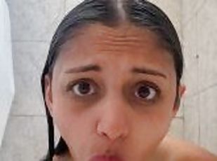 bañando, masturbación, amateur, mamada, consolador, ducha, morena