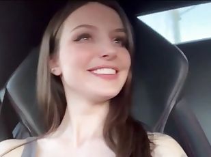 gros-nichons, masturbation, babes, milf, voiture, bout-a-bout, solo, brunette