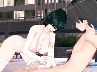 Fubuki in a swimsuit, sex animation in the square