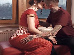 interracial, brunette, tatouage