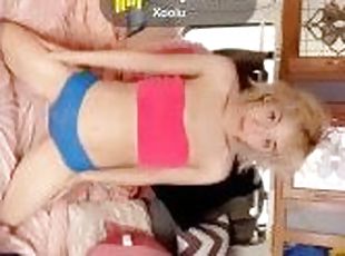 amateur, adolescente, cachonda, rubia, follando, a-solas