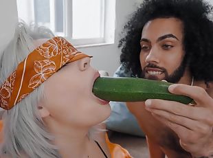 Black hunk fucks chubby blonde in a surprise kink