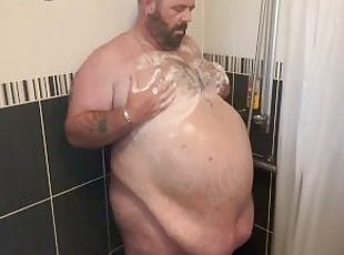 bañando, papá, público, amateur, maduro, gay, regordeta-chubby, ducha, a-solas, papi