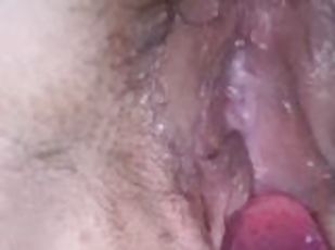 fisse-pussy, amatør, legetøj, creampie, dildo, solo