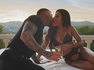 Tattooed girlfriend wearing black lingerie gets fucked - Andrea Retali