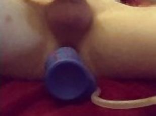 masturbieren, dilettant, anal-sex, spielzeug, creampie, beule, dildo, allein