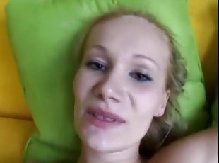 amatör, brudar, avsugning, cumshot, hardcore, casting, pov, blond, oral, små-bröst