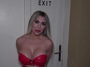 Blonde Carla Boom with large tits giving her BF a nice blowjob