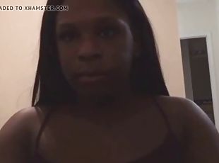 Ebony tranny gives sloppy bj and more