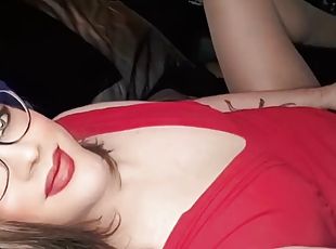 Princess Bunnie: CD MILF in Red Dress Cums Hard