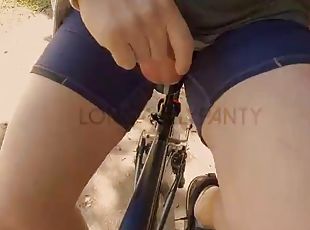 Riding a bike with my cock flashing