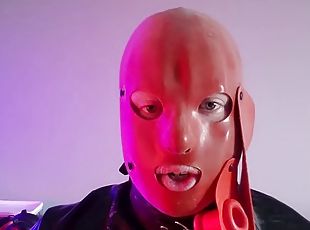 Heavy rubber latex: Sissy in training swallows 4 loads of cum