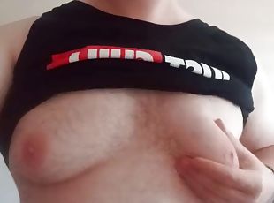 Married Fat Guy Showing His Big Tits on the Camera